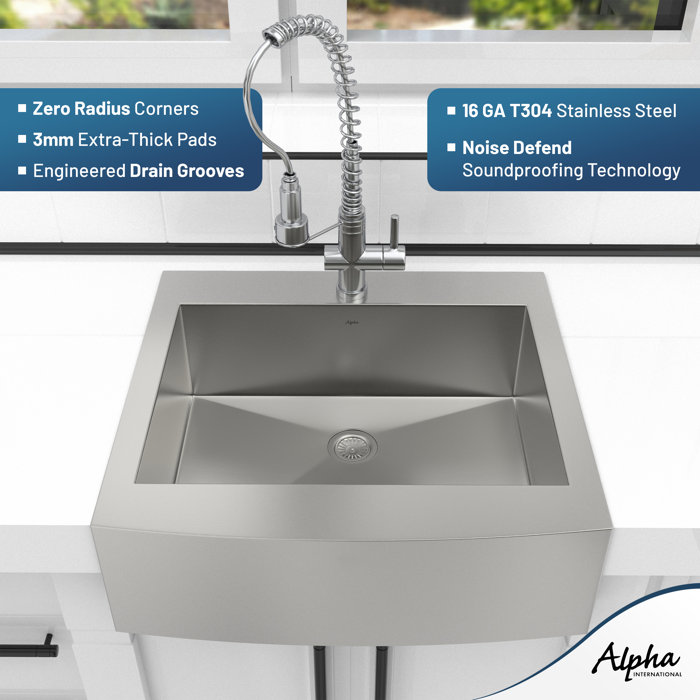 Alpha International Top Mount Apron Front 27" Farmhouse/Apron Kitchen